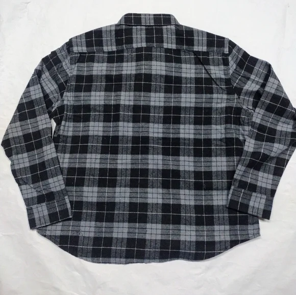 Men's Charcoal Aventyr Plaid Elbow Flannel Shirt Men's Xl Deep Zipper Side Pocke - Picture 4 of 9